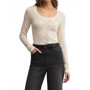 NEW Z SUPPLY tibi scoop mesh sweater in crystal